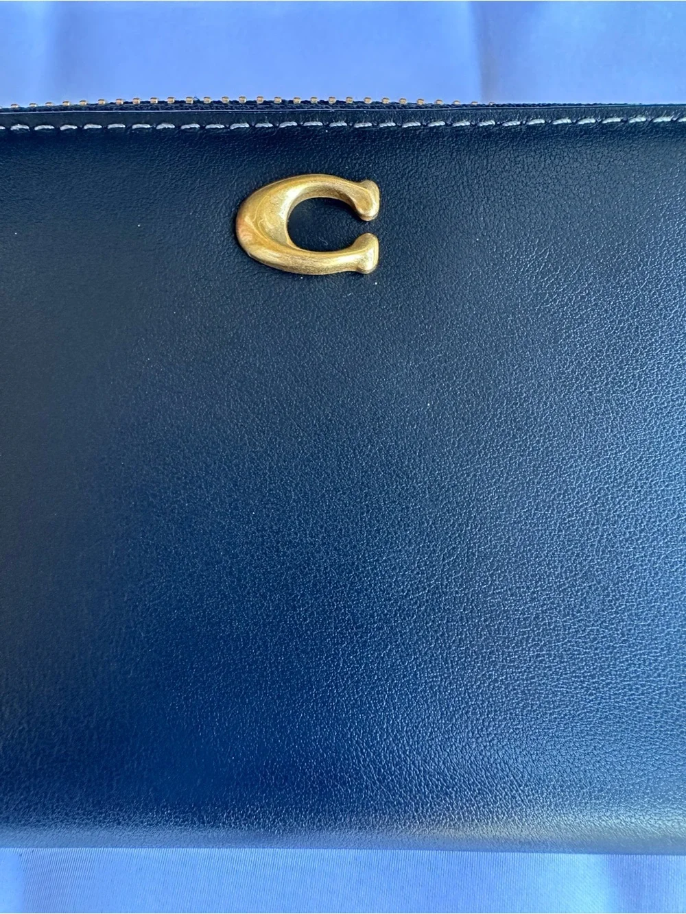 Coach Black Leather Zip Phone Wallet with Gold Tone Hardware